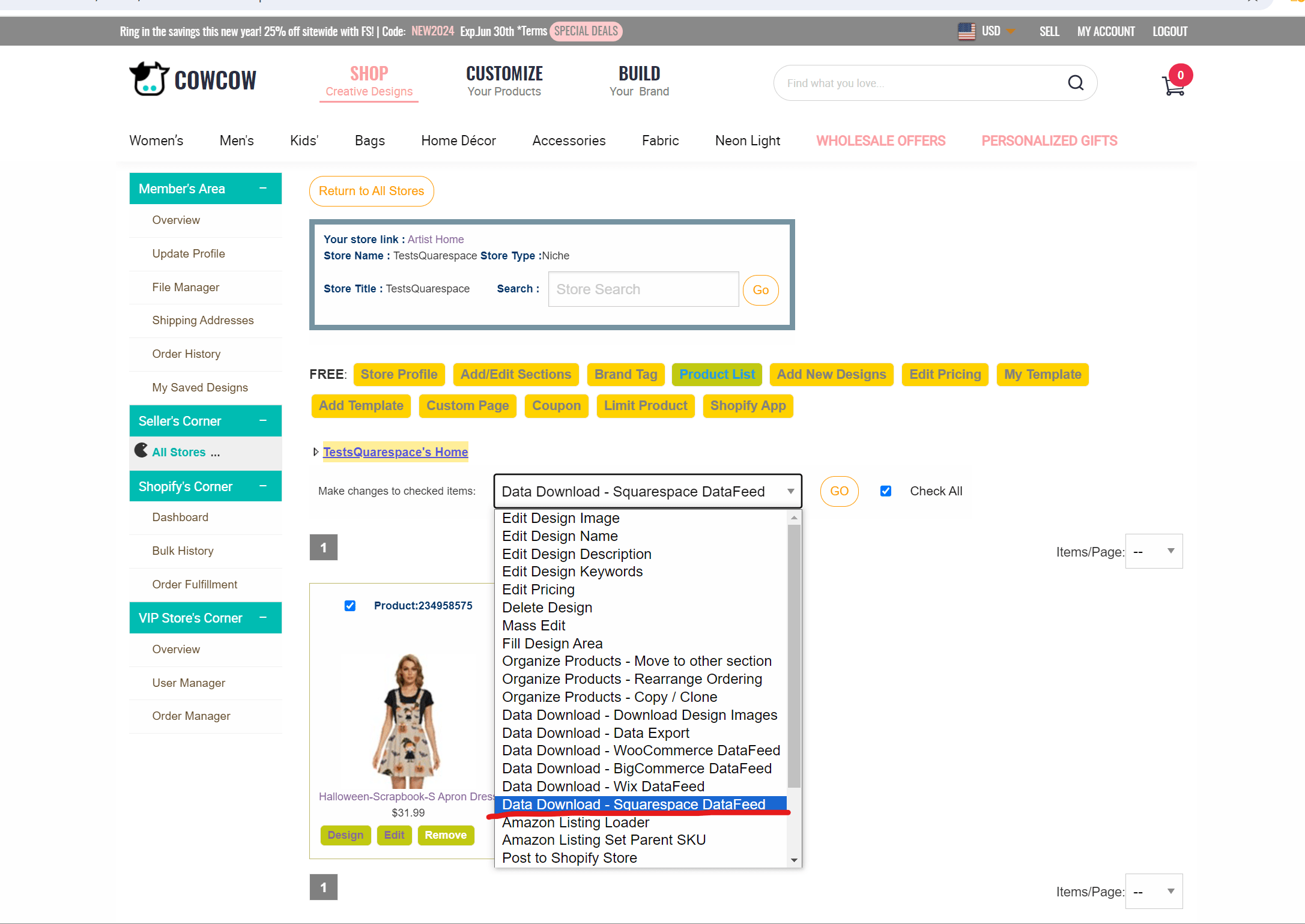 Export Products to Squarespace Step1